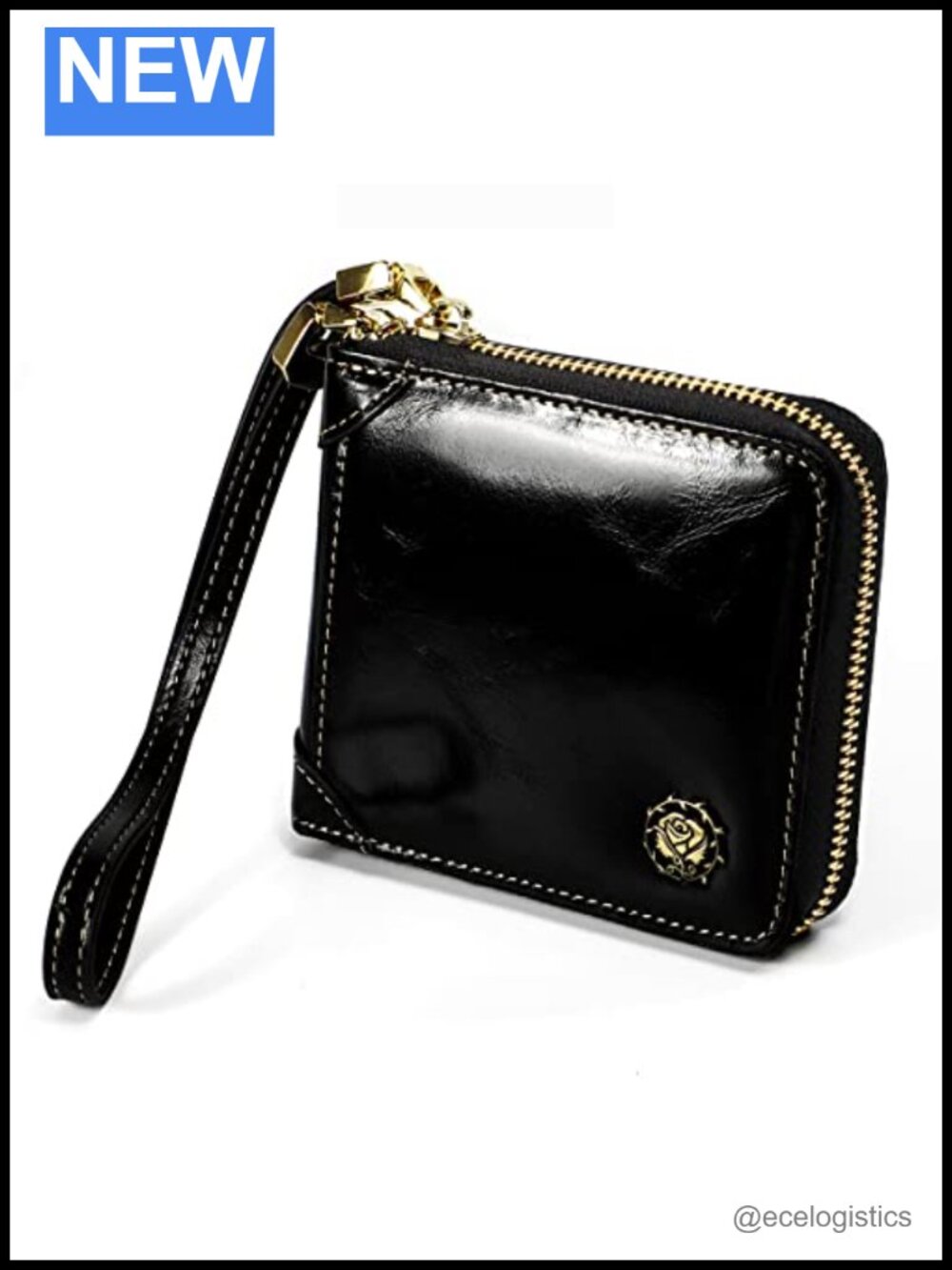 Genuine Leather RFID Blocking Zip Around Wallet with Detachable Wristlet Clutch